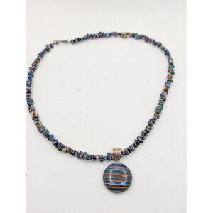 JAY KING DTR 925 Sterling Rainbow Calsilica beaded Necklace round pendant